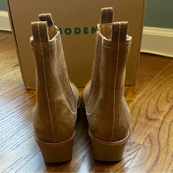 Boden Suede Wedge Ankle Boots in Tan - Picture 7 of 9